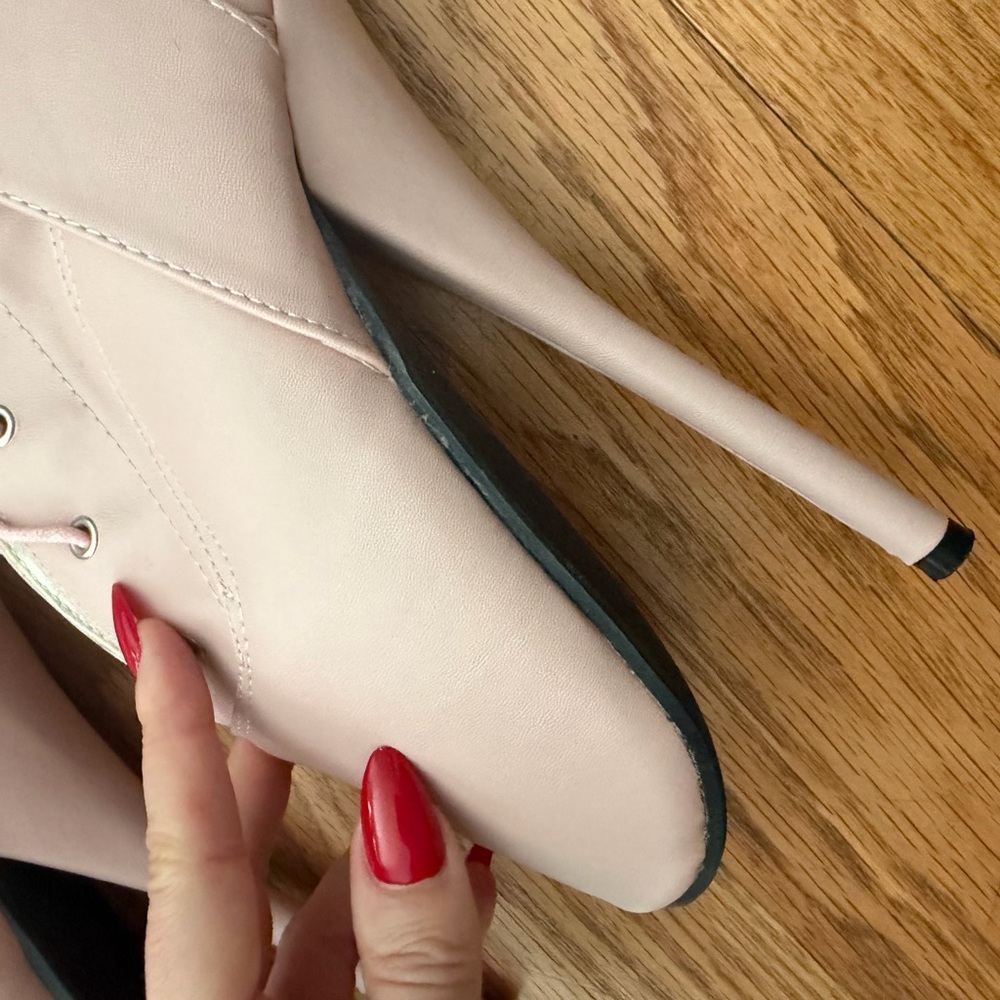 Elegant Pink Stiletto Boots, light pink ballerina fetish boots - Picture 12 of 12